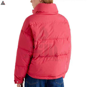 <b>Ladies</b> Winter Custom Logo Sheep Skin Trimmed Cotton Filled Bomber Puffer <b>Jacket</b> Zipper Closure OEM Service - Product Image 3