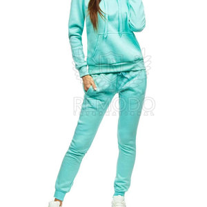 Stretchable Winter Solid <b>Polyester</b> <b>Tracksuit</b> for Women High Performance Activewear 2-Piece Long Set for Outdoor Activities - Product Image 1
