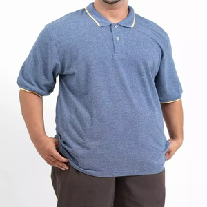 100% Breathable Cotton <b>Men's</b> Plus Size Casual Short Sleeve Knitted Jersey <b>Polo</b> <b>Shirts</b> with Solid Pattern Print Design - Product Image 6