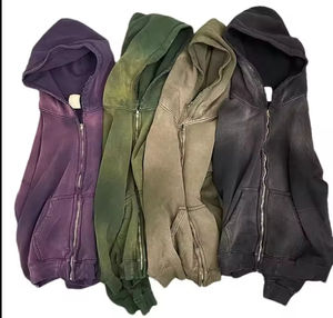 Sudaderas con capucha Hombres serigrafía Estilo retro Hombres Preocupado Vintage Stone Acid Wash Zip Sudaderas con capucha para hombres Diseño de personalización Logo - Product Image 6