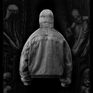 Sudadera con capucha corta antibolitas de media cremallera de gran tamaño de peso pesado personalizada al por mayor 100% algodón ácido estilo de lavado Vintage para otoño - Product Image 2