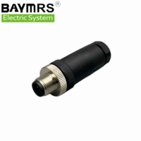 Connecteur circulaire blindé à 6 broches de type A, mâle/femelle, IP67, avec fils à extrémités ouvertes, BAYMRS M8