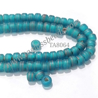 Vente en gros 9mm vert baril poney perles de verre à la main rond brin noir bleu blanc clair Rondelle motifs 10mm taille disponible