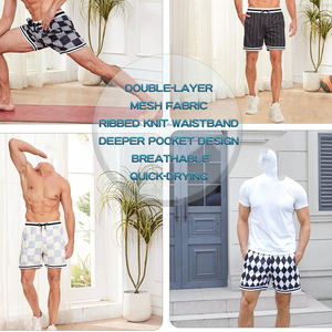 Pantalones cortos deportivos de verano de baloncesto esenciales en blanco para hombre, pantalones cortos personalizados transpirables para correr, pantalones cortos de poliéster de malla para el sudor - Product Image 6