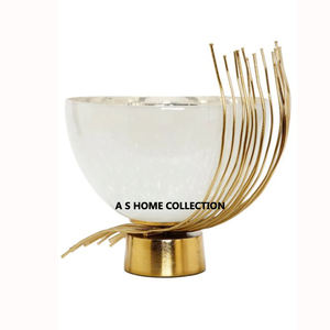 Flor decorativa de metal de acero inoxidable Calidad Premium Decoración para el hogar Cuencos de frutas secas Cacahuete chapado en oro y Juego de 2 cuencos - Product Image 5