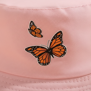 Sombrero de Pescador con Bordado de Mariposa Rosa de Moda, Unisex, de Algodón, con Estampado de Mariposa, Estético y Moderno, para el Sol de Verano - Product Image 3