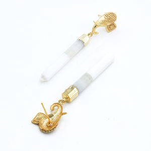 Pendientes de gota de latón con ágata de encaje Dua, joyería llamativa chapada en oro de 18 quilates para mujer, de moda, para boda - Product Image 3