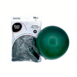 Globos de Látex para Fiestas, 30 cm, Verde Oscuro, R12, Biodegradables, 50 Unidades - Product Image 2