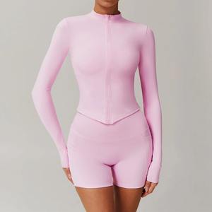 2pcs Women's Long Sleeve Sports Set Gym Workout Yoga Suit & Tracksuit Sports Shirt <b>Clothing</b> for Female Runners - Product Image 4