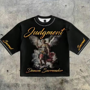 เสื้อยืดคุณภาพสูงสั่งทำเสื้อยืดโอเวอร์ไซส์สำหรับผู้ชายเสื้อยืดครอปแบบสตรีทผ้าคอตตอน100% พลอยเทียม DTG Acid WASH - Product Image 1