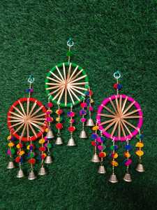 Pom Pom latkan toran แหวนหลากสีสันสีสันพร้อมกระดิ่งสีทองสำหรับตกแต่งบ้านงานแต่งงานงานเลี้ยงสังสรรค์ - Product Image 2