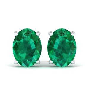 REYES Boucles d'oreilles en forme d'émeraude ovale de 2.5 carats Design classique Boucles d'oreilles à vis en moissanite en or 14 carats Bijoux - Product Image 2