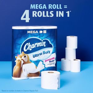 For Ultra Soft Strong Washable Disposable 2-<b>Ply</b> <b>Toilet</b> <b>Paper</b> Mega Rolls <b>4</b>" X <b>4</b>" White 224 Sheets Per Roll Pack of 12 Rolls - Product Image 5