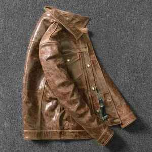 Chaqueta bomber de piel de vaca auténtica para hombre, impermeable, transpirable, Anti-Uv, cuello mandarín, forro de algodón, chaqueta de bombardero para moto y motorista para invierno - Product Image 6