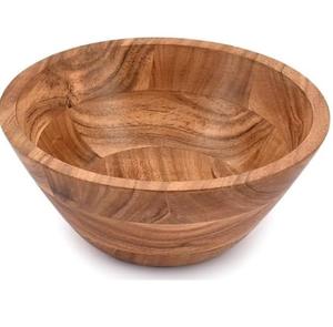 Bol en bois pour servir des pâtes ou des nouilles, finition émaillée, service de restauration domestique, bol en bois pour servir, bol à salade de fruits - Product Image 6