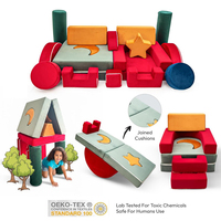 18-teiliges Buntes Kinder-Modulsofa Konvertierbares Schaumstoffsofa mit Spielvorhang Weich Sicher Super Spaßig Perfekt für Fantasiespiel