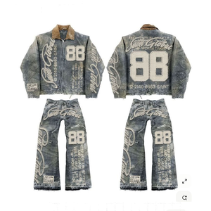 Custom American High Street Gradient Washed Denim Chaquetas Vintage Couple Veste En Jean Pour Homme Et Femme - Product Image 4