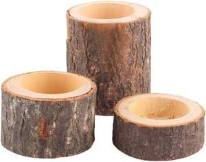 Ensemble de 3 bougeoirs en bois pour bougies chauffe-plat |   Porte-bougie personnalisé pour centre de table de mariage - Product Image 4