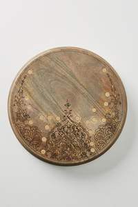 Assiette sculptée en bois de manguier naturel pour décor de table à manger rustique, plateau de service, présentoir de cuisine et table de maison - Product Image 2