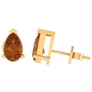 ต่างหูเงินแท้ชุบทองคำขาว/ทองคำ/ทองคำชมพู ประดับพลอยซิทรินทรงลูกแพร์ (พลอยประจำเดือนพฤศจิกายน) - Product Image 5