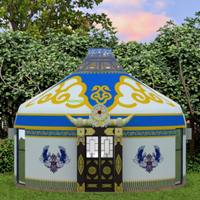 Tente de glamping de luxe quatre saisons en toile de coton + tissu Oxford PVC, type tube, installation facile, style mongol, surface de 9 à 30 m²