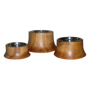 Best Quality wood <b>Bowl</b> Cylindrical Set of 4 Pcs Walnut Finishing <b>Steel</b> <b>Bowls</b> by crescent crafts - Product Image 5