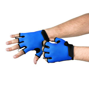 Gants de fitness de qualité professionnelle demi-doigts en cuir antidérapant et respirant Compatible avec écran tactile couleur unie - Product Image 3