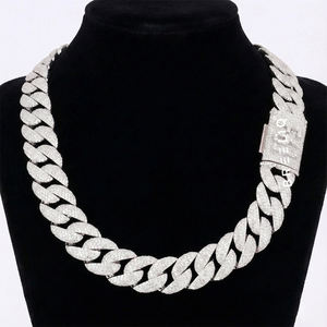 Hip Hop Luxury Style 925 Sterling Silver Miami <b>Cuban</b> Link <b>Necklace</b> Iced Look Fashionable Jewelry for Unisex - Product Image 1