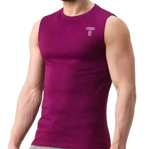 เสื้อกล้ามผู้ชายผ้าฝ้ายระบายอากาศได้ดีแนวสตรีทสูงเสื้อออกกำลังกายสีแบบมีรูตกแต่ง - Product Image 2