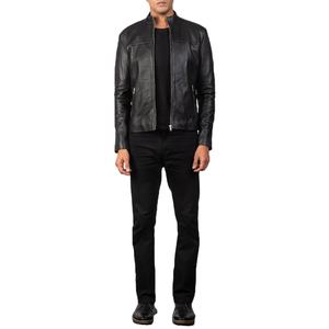 Veste d'hiver en cuir pour homme design contemporain avec des lignes de point minimales et une silhouette élégante pour un usage moderne - Product Image 1