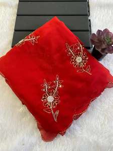 Saree en georgette pure et douce de créateur exclusif avec de belles mains khatli et cutdana Ari work butta Indian Ethnic Wear - Product Image 3