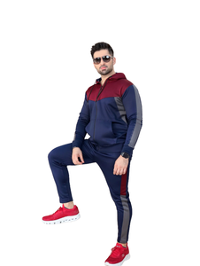 Ensemble de survêtement à capuche à blocs de couleurs pour hommes avec veste à fermeture éclair et pantalon de jogging Vêtements de sport décontractés Gym Fitness Running Outfit - Product Image 4