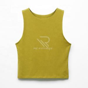 Top Corto de Verano para Mujer con Logotipo Personalizado, Top Corto de Algodón Blanco Acanalado, Top Corto sin Mangas con Espalda Cruzada - Product Image 4