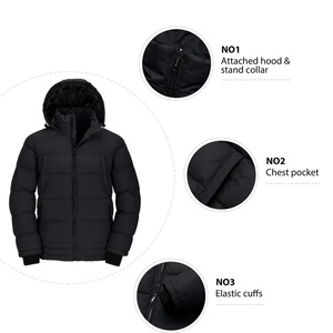 Winter Season Custom Reversible <b>Mens</b> <b>Cropped</b> Boxy Zipper Cotton Down Puffer Jacket with Hooded Man - Product Image 4