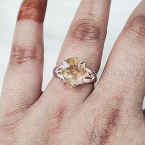 Rough Stone Jewelry Women's <b>Ring</b> Natural Raw Citrine Gemstone November Birthstone <b>Boho</b> <b>Ring</b> Jewelry 925 Sterling <b>Silver</b> <b>Ring</b> - Product Image 1