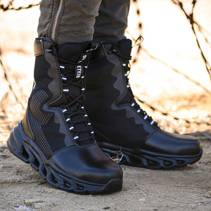 Zapatos <span class=keywords><strong>de</strong></span> <span class=keywords><strong>senderismo</strong></span> <span class=keywords><strong>de</strong></span> cuero <span class=keywords><strong>de</strong></span> tobillo Alto a la moda, zapatos tácticos <span class=keywords><strong>impermeables</strong></span> <span class=keywords><strong>de</strong></span> cuero elegante ligero con punta <span class=keywords><strong>de</strong></span> acero, zapatos <span class=keywords><strong>de</strong></span> trabajo - Product Image 1