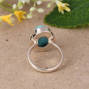 Bague de mariage de luxe en argent sterling et turquoise Kingman, bijou bohème fait main avec pierres précieuses, style sud-ouest, cadeau ajustable pour elle - Product Image 5