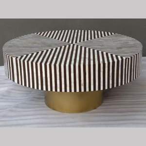 Mesa de centro de forma redonda moderna hecha a mano con incrustaciones de hueso Centro de mesa decorativo Último diseño Muebles con incrustaciones de hueso - Product Image 6