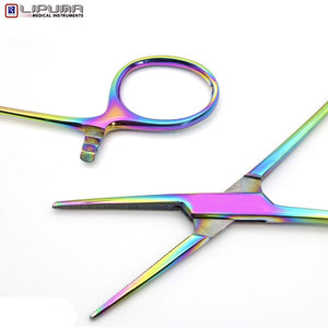 Juego de 2 pinzas hemostáticas de acero inoxidable multicolor de 6,25 pulgadas, alicates de arcoíris, mandíbulas dentadas, potencia Manual para médico DIY Mol - Product Image 5