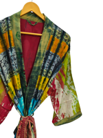 Robe portefeuille indienne tunique sari robe robe de mariée robe de maternité robe cadeau robe de plage fête porter indien imprimé soie sari kimono,