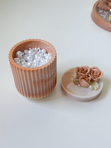 Handmade Wood & Resin Round Durable Pen Holder <b>Desk</b> Organizer with Embedded Decorative Elements for Office Home <b>School</b> Use - Product Image 2