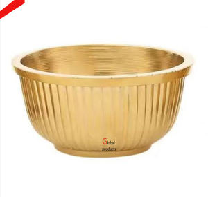 Bol de service en aluminium et métal de forme ronde avec finition dorée de qualité supérieure pour restaurant et bar d'hôtel - Product Image 1