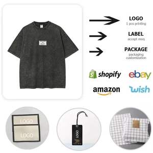 T-shirt délavé à l'acide en coton de qualité supérieure T-shirt délavé minéral rétro surdimensionné T-shirt vintage lourd et décontracté pour hommes - Product Image 3