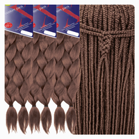 Lot de 2 mèches de cheveux synthétiques Yaki de 48 pouces, pré-étirées, ignifuges, pour tresses Jumbo, extensions capillaires pour femmes