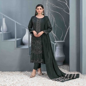 Ropa india y pakistaní para damas con bordado Trajes de tres piezas Hermosa colección elegante de Tawakkal Vol BELHA - Product Image 6