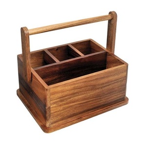 Natural Color Bamboo Tea Box with 4 Compartments and gripped Handle Caddy Wooden Tea Box With Acrylic Lid