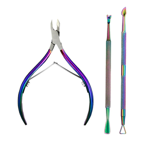 Ensemble de coupe-ongles professionnels en acier inoxydable, finition arc-en-ciel, ouverture large, poignée noire durable pour le soin des ongles des doigts et des orteils, adulte - Product Image 4