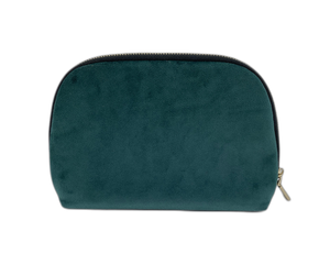 Sac cosmétique en velours avec logo personnalisé en feutre vert foncé avec fermeture éclair Fabriqué au Vietnam - Product Image 2