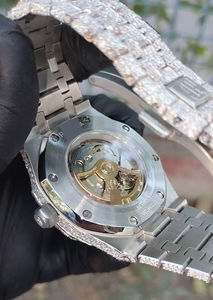 Lujoso reloj de esfera analógica de cuarzo personalizado para mujer automático VVS Moissanite diamante banda de acero inoxidable cristal moda de lujo - Product Image 6