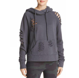 Sudadera con capucha desgastada de peso pesado personalizable transpirable elegante diseño rasgado 100% algodón descarga de longitud larga para el invierno - Product Image 5